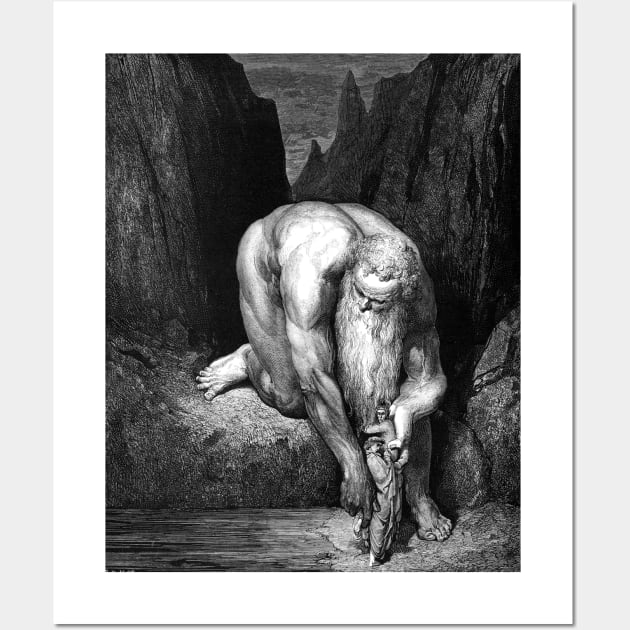 High Resolution Gustave Doré Illustration Lucifer With Judas Wall Art by tiokvadrat